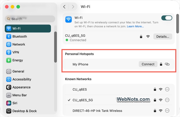 Personal Hotspot on Mac