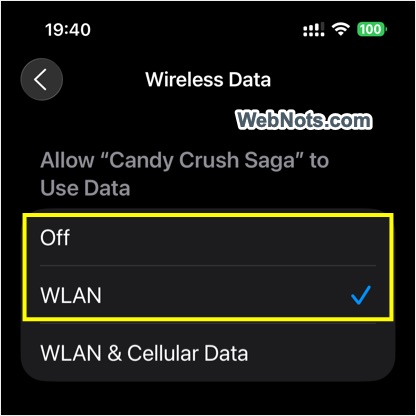 Turn Off Cellular Data