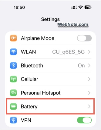 iPhone Battery Setting