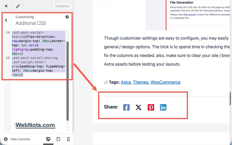 Additional CSS to Align Social Icons