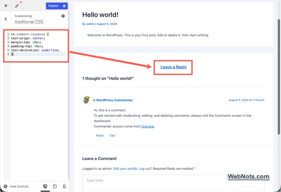 Additional CSS to Style Comment Response Link