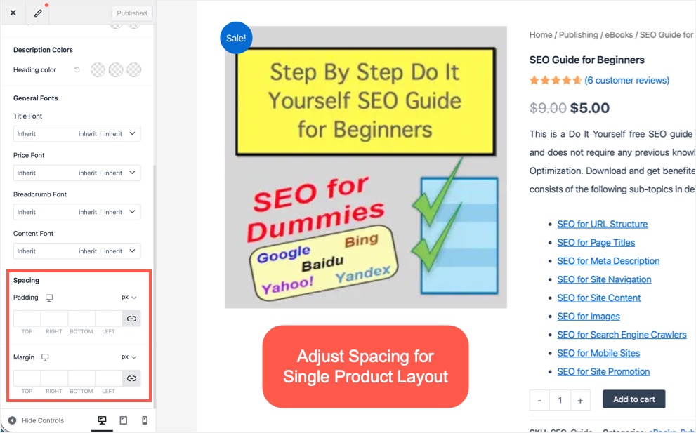 Adjust Spacing for Single Product Layout