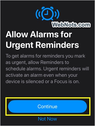 Allow Alarm for Urgent Reminders