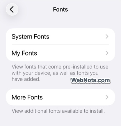 Available Fonts on iPhone