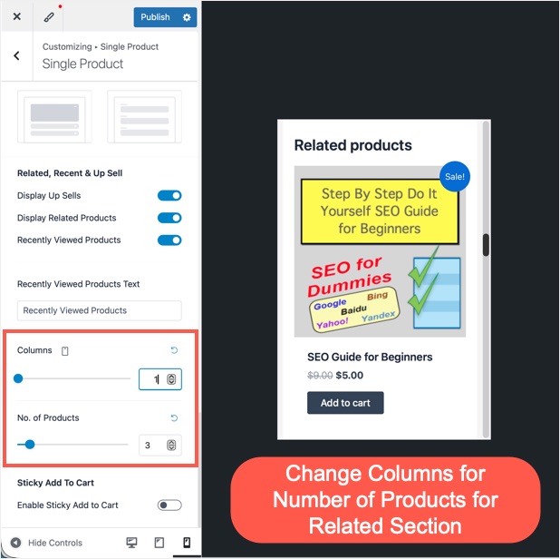 Change Columns & Number of Products for Related Section