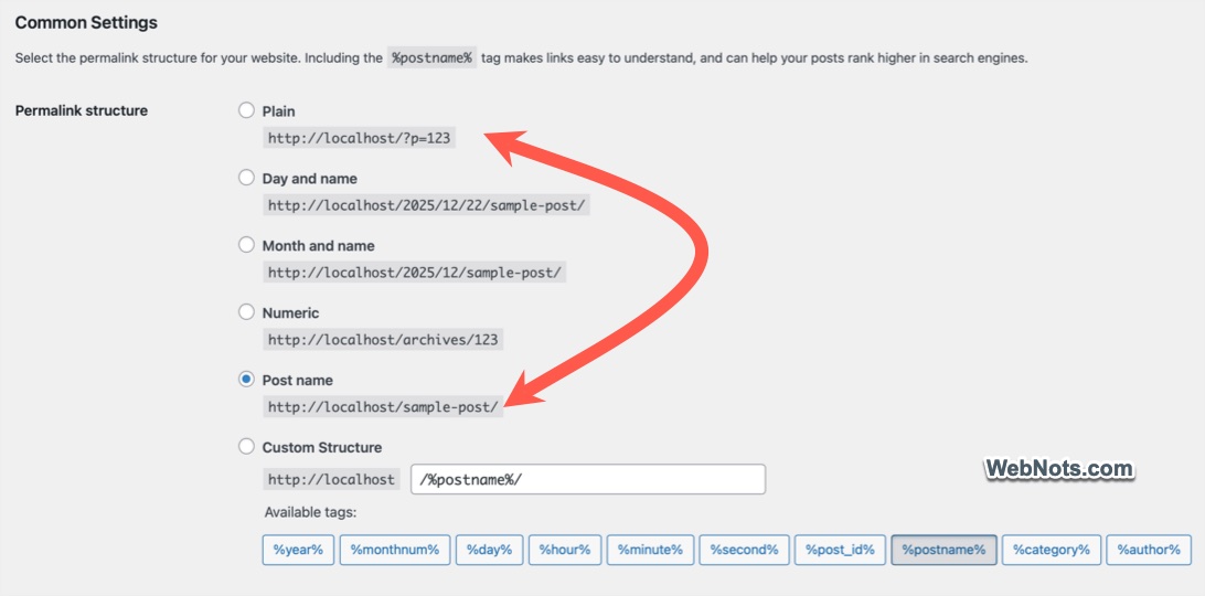Change Permalink Structure
