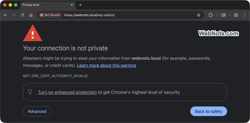 Connection Not Private in Chrome Mac