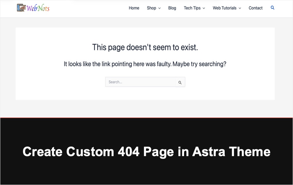 Create Custom 404 Page in Astra Theme
