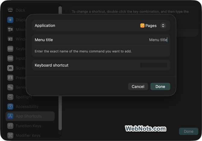 Create Custom Menu Shortcut for Pages