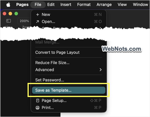 Create Document Template in Pages