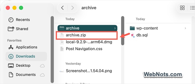 Create Live Site Archive File