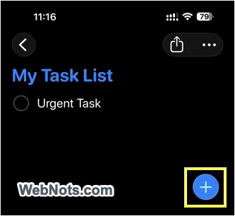 Create New Task in Reminders