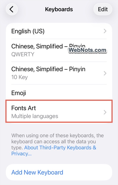 Custom Keyboard Added