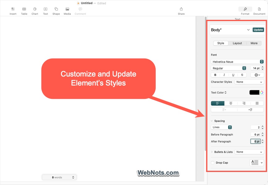 Customize Element Styles in Pages