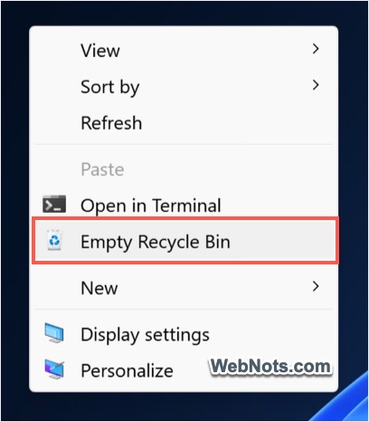 Empty Recycle Bin Menu Added