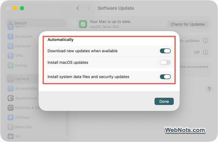 Enable Automatic macOS Update