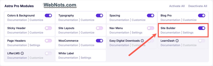 Enable Site Builder Module