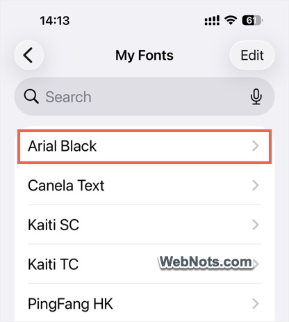 Select Downloaded Font
