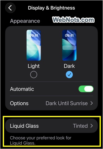 Liquid Glass Setting in iPhone