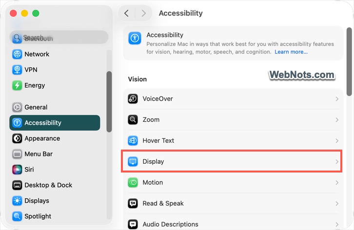 Mac Display Accessibility Setting