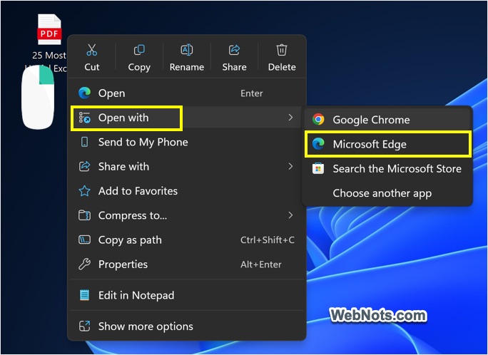 Open PDF with Edge