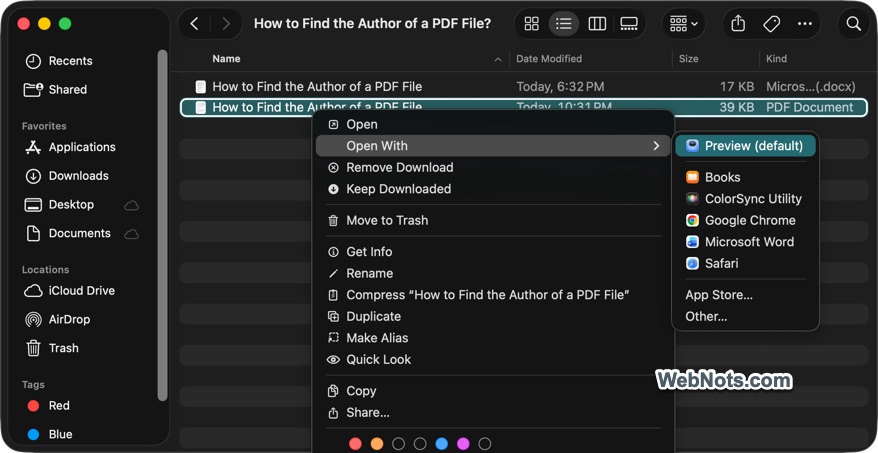 Open PDF with Preview on Mac