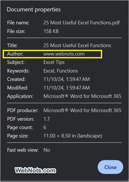 PDF Author in Chrome