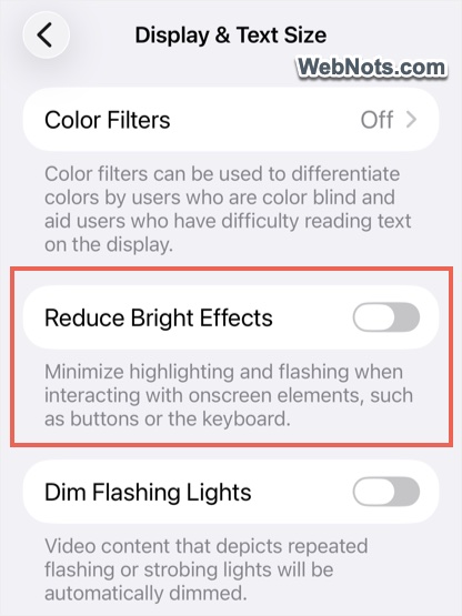 Reduce Bright Effects on iPhone