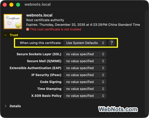SSL Certificate Trust Settings