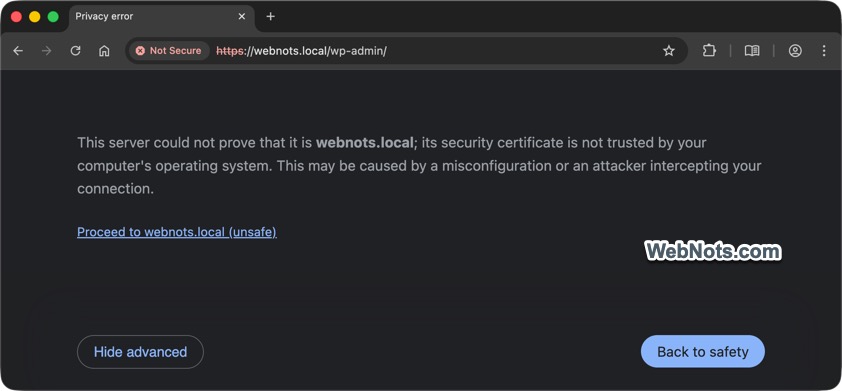 SSL Error Details in Chrome Mac