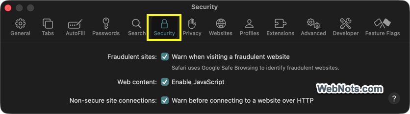 Safari Security Settings on Mac