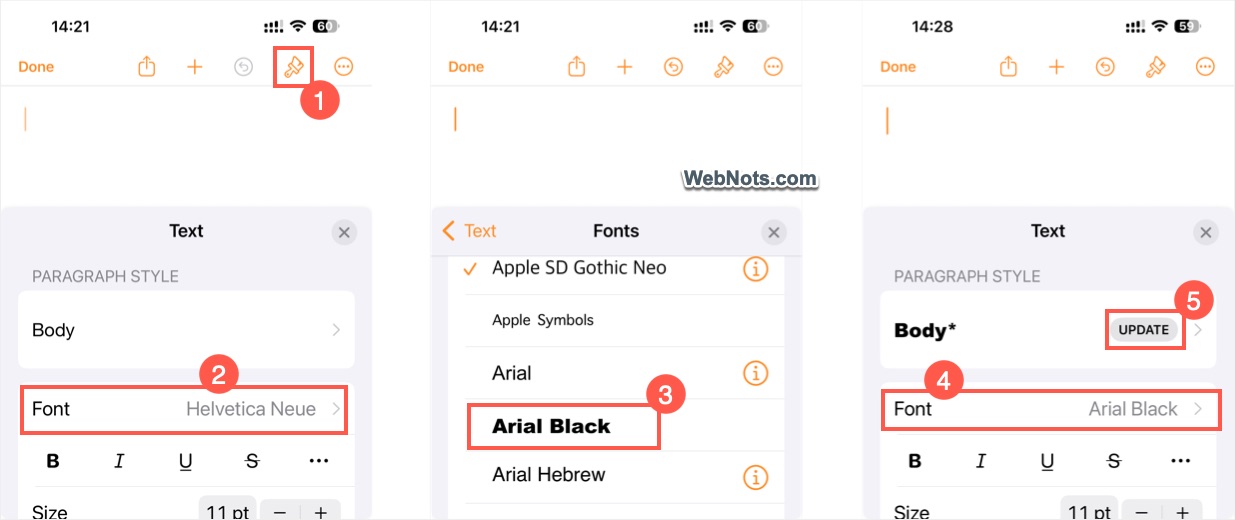Select Custom Font in Pages App