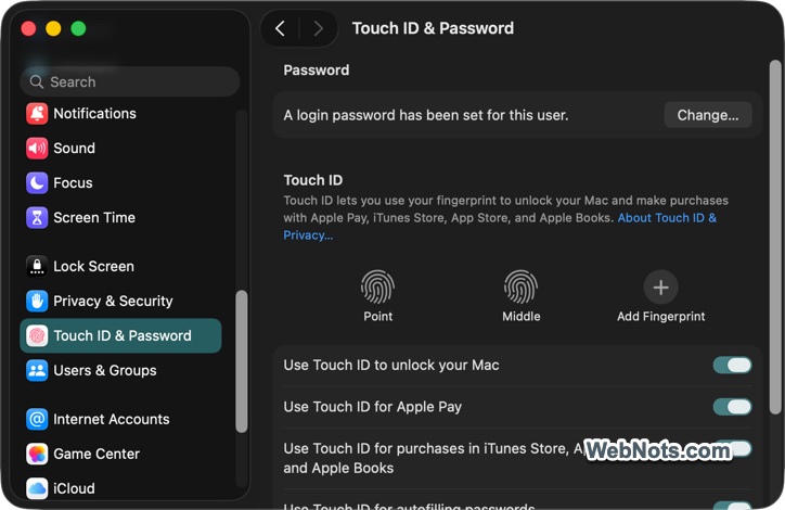 Setup Fingerprint for Touch ID on Mac