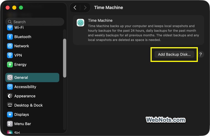 Setup Time Machine on Mac