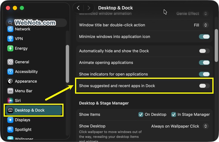 Show Recent Apps on Dock