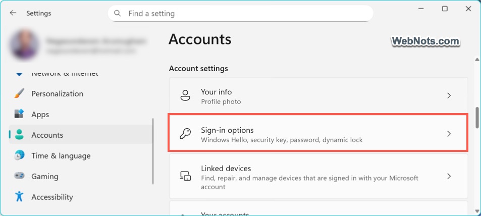 Sign-in Info Settings