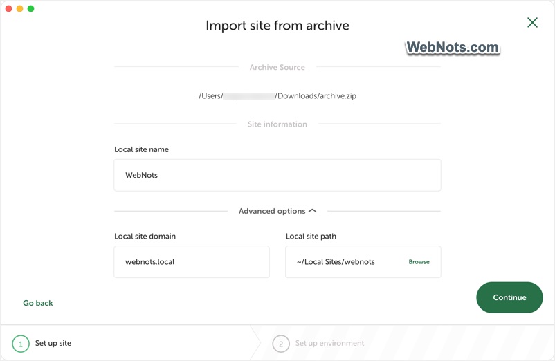 Site Name and Installation Path