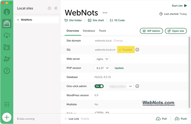 Trust SSL and Enable One-Click Admin Login