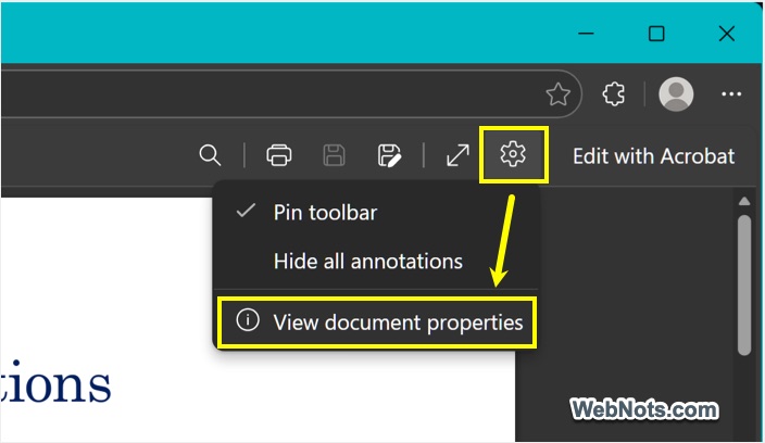 View Document Properties on Edge