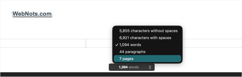 Word Count in Pages