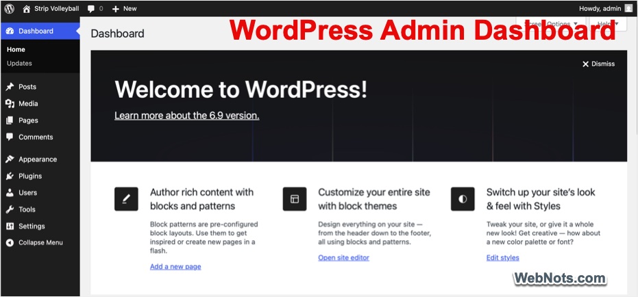 WordPress Admin Dashboard