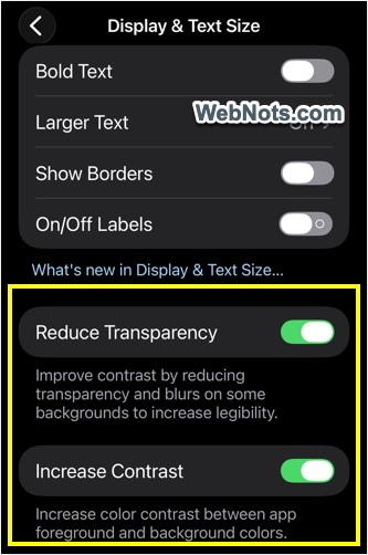 iOS Transparency and Contrast Setting