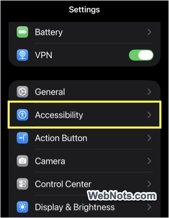 iPhone Accessibility Settings