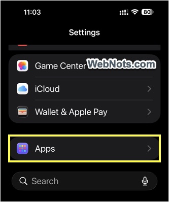 iPhone Apps Settings