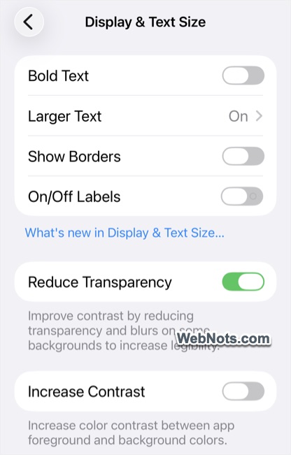 iPhone Text Accessibility Settings