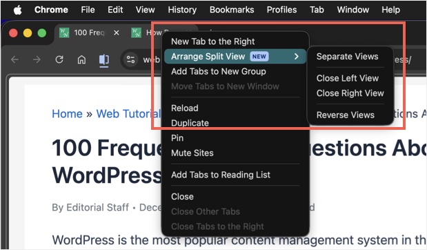 Arrange Split View