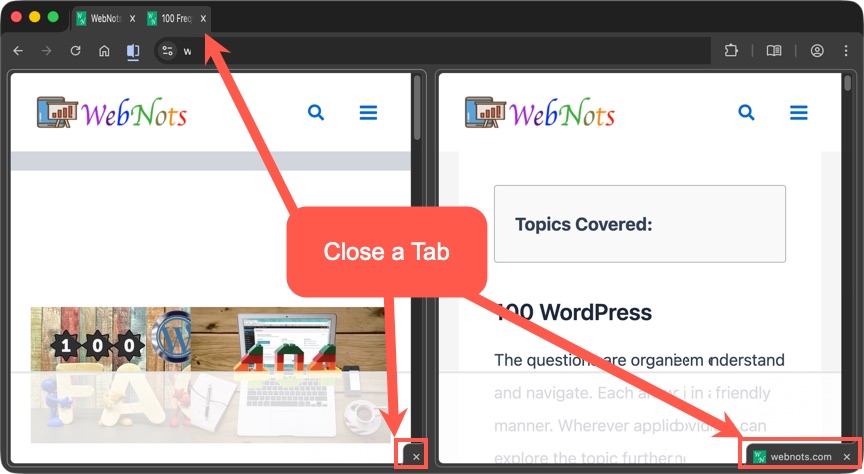 Close a Split Tab