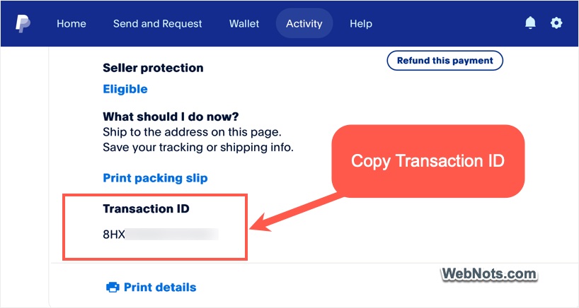 Copy Transaction ID