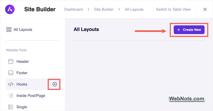 Create a Hook Layout