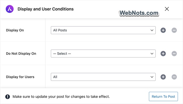 Display Conditions